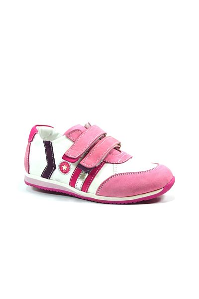 Bayrak 2433 Pantofi sport ortopedici pentru fete, piele naturală, pudră albă, cu velcro