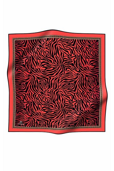 Vissona Γυναικείο μεταξωτό μαντίλι Twill Pomegranate Flower Black