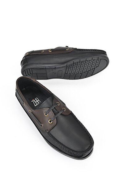 Ziya Ανδρικά παπούτσια casual από γνήσιο δέρμα - 141423z29 Μαύρο-Καφέ