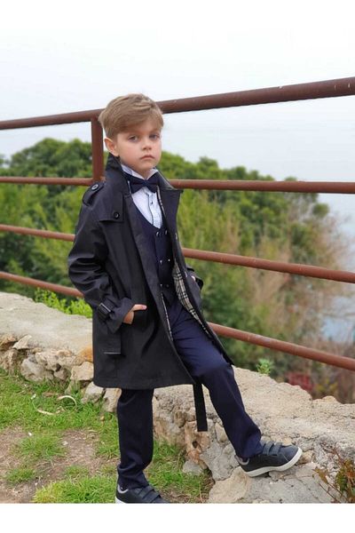 Aslı Türkoğlu Black Children's Trench Coat