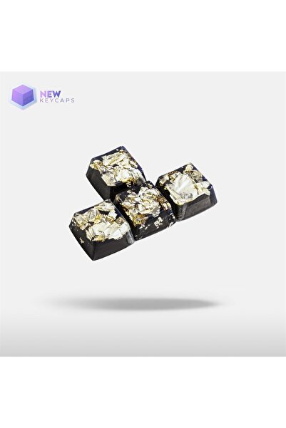 New Keycaps Black And Gold W-a-s-d Ve Yön Tuşları Dörtlü Set Mekanik Klavye T...
