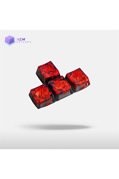 New Keycaps Black And Red W-a-s-d Ve Yön Tuşları Dörtlü Set Mekanik Klavye Tu...