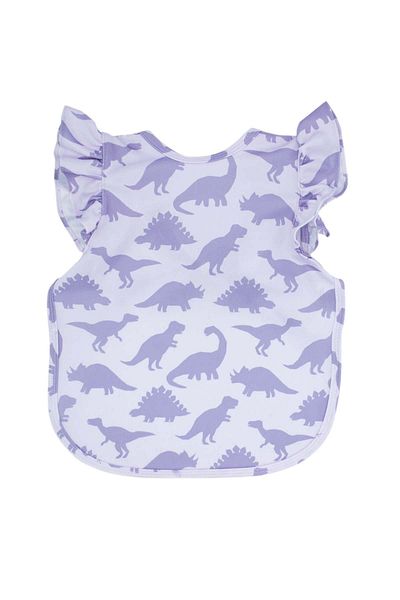 Modakids Dino Patterned Girl's Short Sleeve Liquid Proof 2-5 Years Old Nutrition and Activity Apron Model