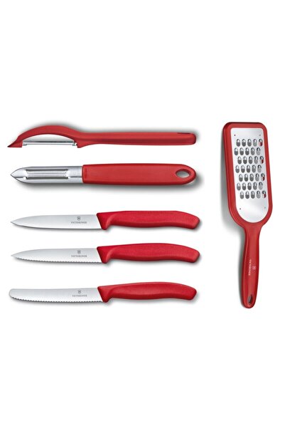 Victorinox 6lı Soyacak, Rende Ve Soyma Bıçağı Seti - Kırmızı