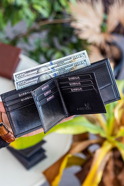 Garbalia Liverpool Genuine Leather Rfid Blocking Horizontal Black Men's Wallet with Coin Compartment