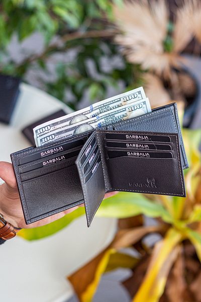 Garbalia Genuine Leather RFID Blocking Horizontal Anthracite Men's Wallet with Coin Compartment