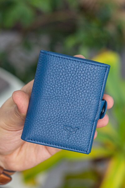 Garbalia Stockholm Hakiki Deri Bozuk Para Bölmeli Petrol Mavisi Cüzdan