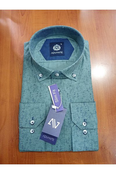 ADVANTE Мъжка риза с дълъг ръкав и дигитален щампа Güncüoğlu Slim Fit