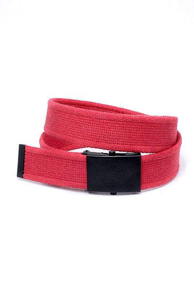 Livize Unisex Black Buckle Column Belt 4cm Red