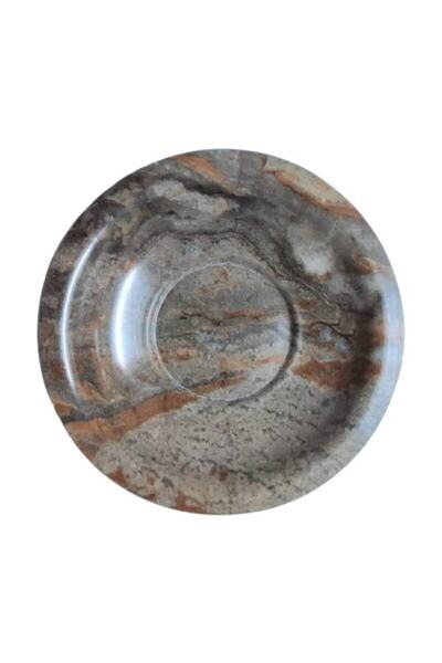 HavluButik Premium Mermer Desenli Kraft Çay Tabağı 6'lı