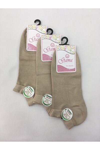 Gama Çorap 3 Pieces Bamboo Natural 100% Nylon Free Solid Colored Women's Summer Booties - Short Booties