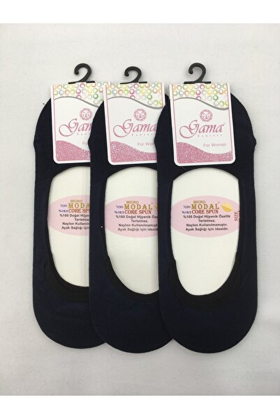 Gama Çorap 3 Pieces Micro Modal 100% Natural Nylon Free Solid Colored Silicone Thin Summer Women's Ballerinas