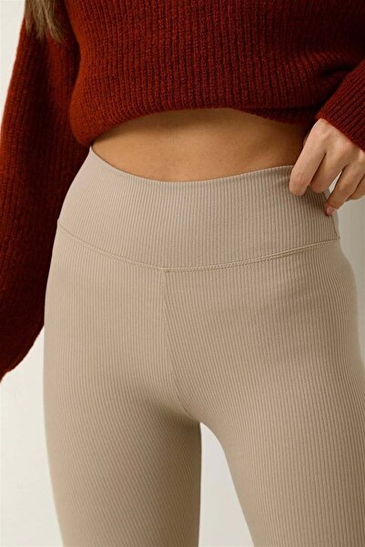 Ladytime Visokog struka, rebraste, izdržljive, uske pletene sportske leggins