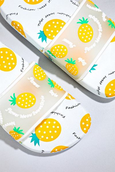 CARLA BELLA Gezer Fruit Toc anti-alunecare Papuci de plajă pentru piscină Papuci unisex Ananas Fructat