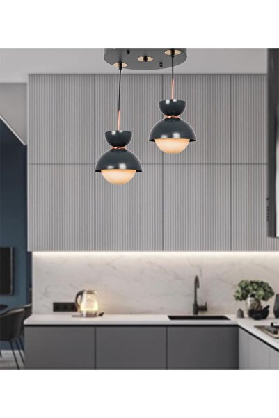 TT AYDINLATMA Tt007-2 Ant Mat Antrasit 2 Li Lüks Avize