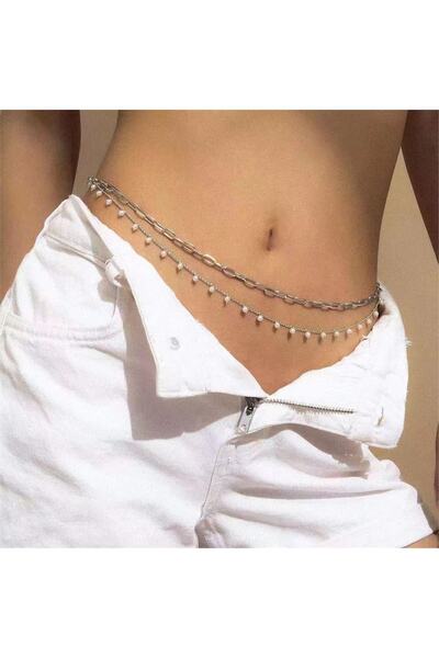Pelin Aksesuar Ikili Incili Göbek Zinciri