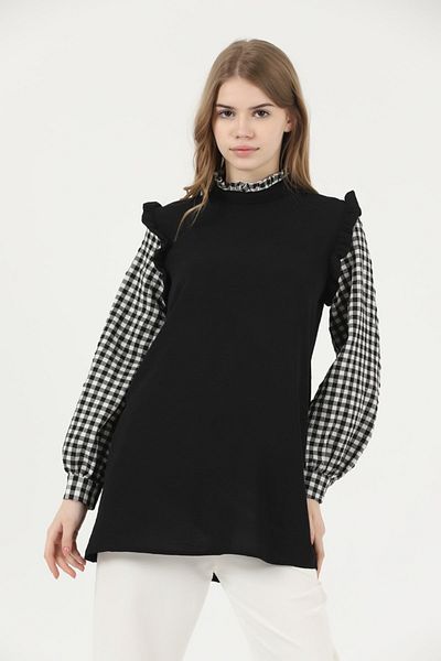 VERA LİFE Women's Hijab Tunic with Seersucker Detail and Aerobin