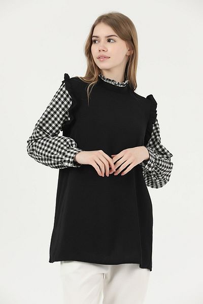 VERA LİFE Women's Hijab Tunic with Seersucker Detail and Aerobin