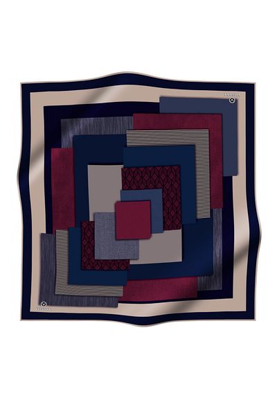 Vissona Γυναικείο Twill Μεταξωτό Κασκόλ Claret Red Navy Blue