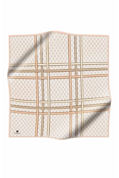 Vissona Γυναικείο Twill Μεταξωτό Κασκόλ Κρέμα Σολομός