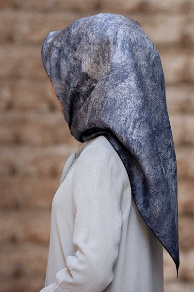 Vissona Γυναικείο μεταξωτό κασκόλ Twill Grey Indigo