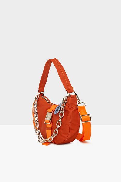 Bagmori Orange Women's Metal Lockable Oval Design Chain Bag M000006930