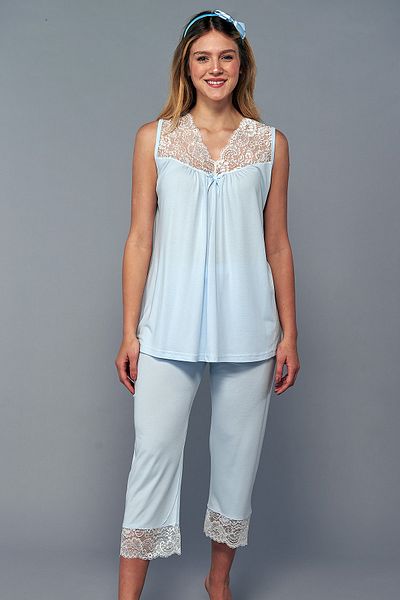 Emose Lacy Maternity Maternity Capri Set Blue