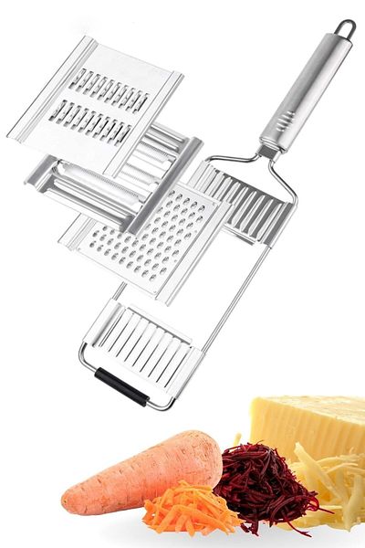 Buffer ® Adjustable 3 Different Heads Grip Non-Slip Base Stainless Steel Vegetable Slicer Pe