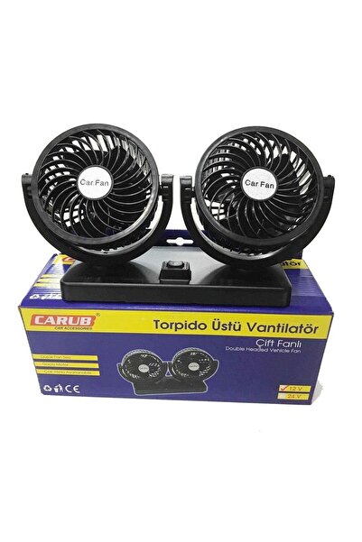 Carub Torpido Üstü Çift Fanlı Araba Araç Vantilatörü 24v