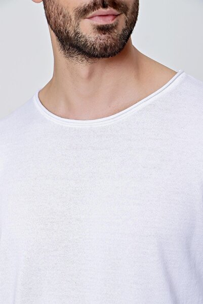 CHUBA Ανδρικό μπλουζάκι με λαιμόκοψη Loose Fit Βαμβακερό λεπτό πλεκτό λευκό 22sm210