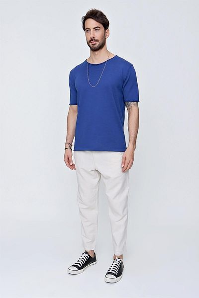 CHUBA Ανδρικό μπλουζάκι με λαιμόκοψη Loose Fit βαμβακερό λεπτό πλεκτό Navy 22sm210