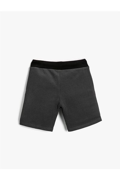 Koton Boys' Clothing Slogan Printed Shorts Cotton Lace-up Waist 2skb40009tk Anthracite