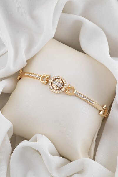 Sortie Aksesuar Baget Pırlanta Modüllü Zirkon Taşlı Daire Figürlü Kelepçe Bil...