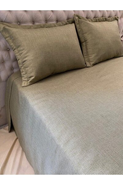 Homeart Fıstık Yeşili Keten Şık Çift Kişilik Yatak Örtüsü 265x270