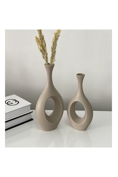 stilinbu Κεραμικό βάζο Bohemian Hitite - Σετ 2' H2530 (Γαλακτόκαφλο)