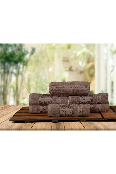 Mulberry Πετσέτα μπαμπού 6 τμχ 100% βαμβάκι οργανικό 50x90 - καφέ