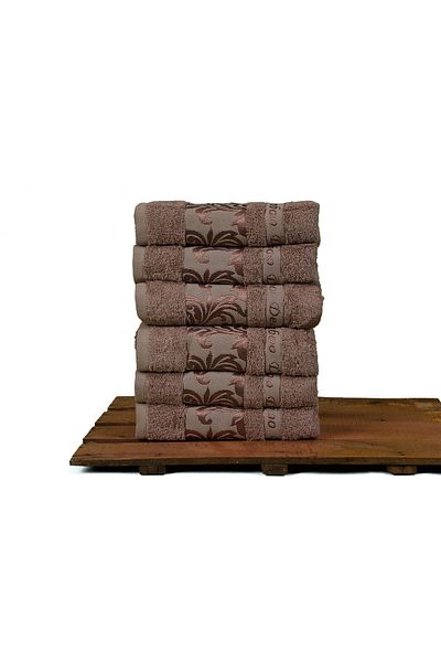Mulberry Πετσέτα μπαμπού 6 τμχ 100% βαμβάκι οργανικό 50x90 - καφέ