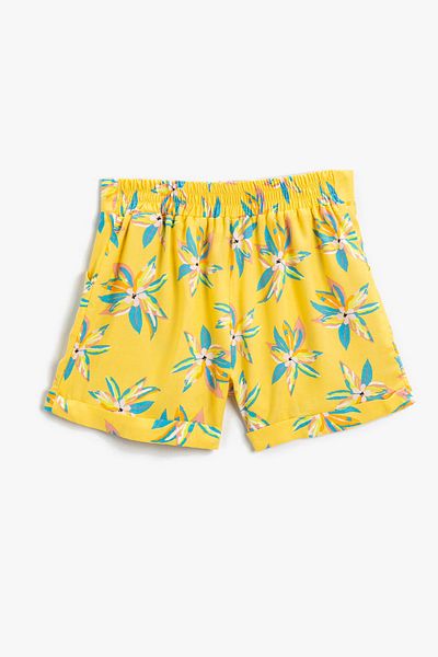 Koton Pleated Floral Shorts with Pocket Detail