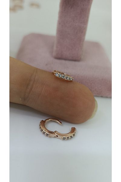Arescollection Surgical Steel Full Round Stone Rosegold Tragus Cartilage Piercing