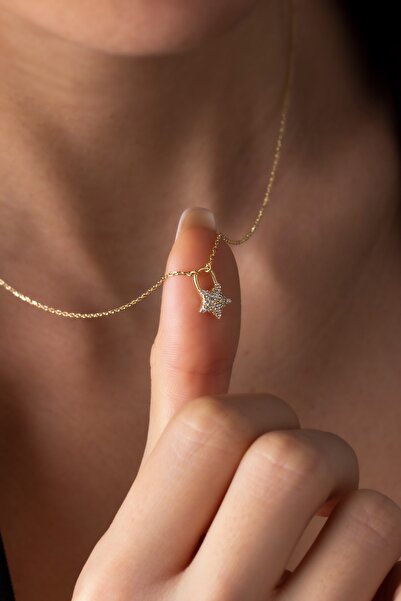 Lieza 925 Ayar Gümüş Taşlı Minimal Yıldız Kolye Sevgiliye Hediye