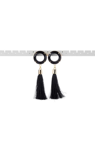 VS ACCESSORY Round Stone Tassel Earrings