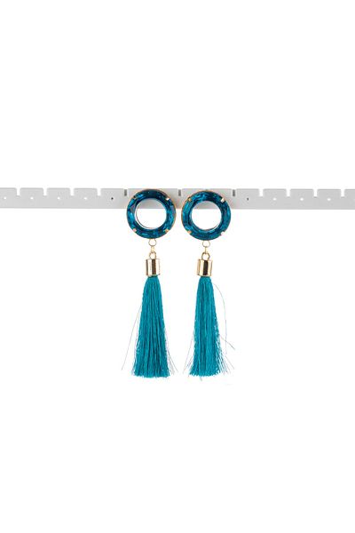 VS ACCESSORY Round Stone Tassel Earrings