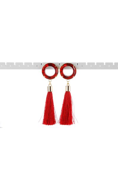 VS ACCESSORY Round Stone Tassel Earrings