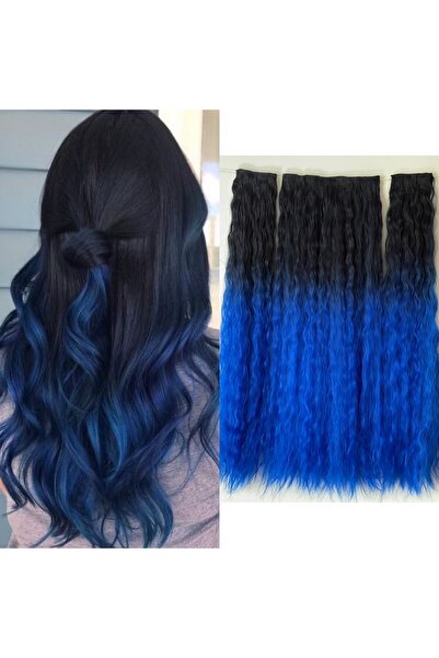 Fenomen Peruk Μαύρο Μπλε - Afro Wavy Half Moon +2 Πλαϊνά