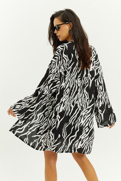 Cool & Sexy Schwarzer Kimono mit Zebramuster für Damen GÇ100