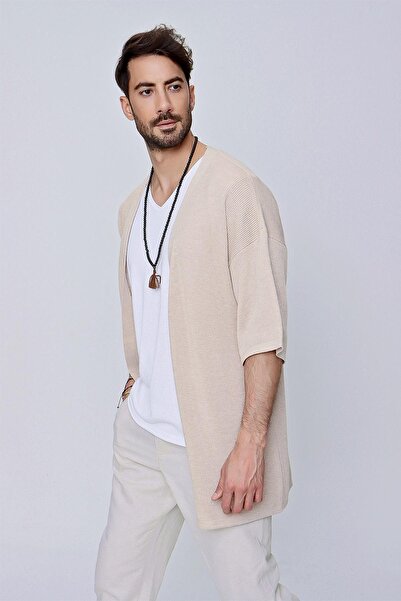 CHUBA Men's Comfortable Knitwear Kimono Beige 22Sm211