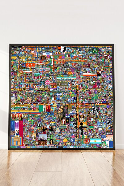 Postermanya Reddit R Place 2022 Çerçeveli Tablo