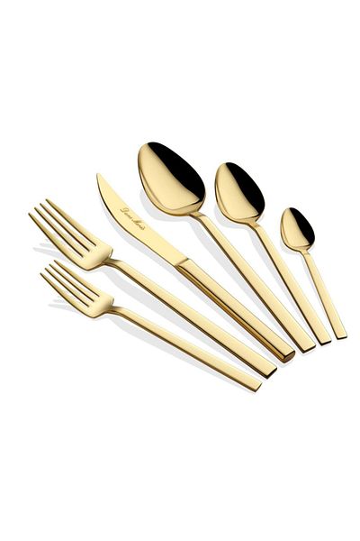 Dame Marie Picasa 6-Person Gold Fork Spoon Knife Set - 36 Pieces