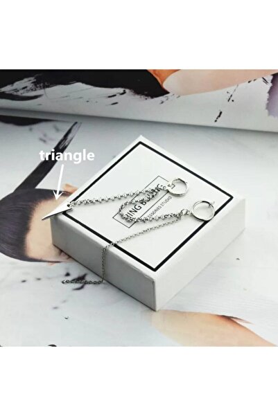 TakıConcept Üst Küpe Deliksiz Alt Küpe Delikli Zincirli Gothic Punk Mızrak Uçlu Küpe