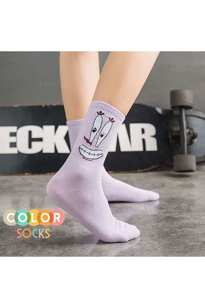 Color Socks Чорапи със сладки герои в лилав цвят